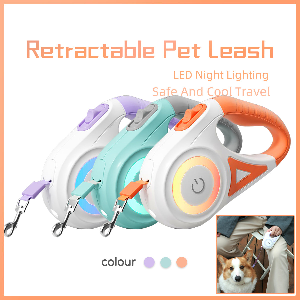 Retractable Dog Leash & Collar Set - Automatic Traction Rope for Small to Medium Dogs and Cats